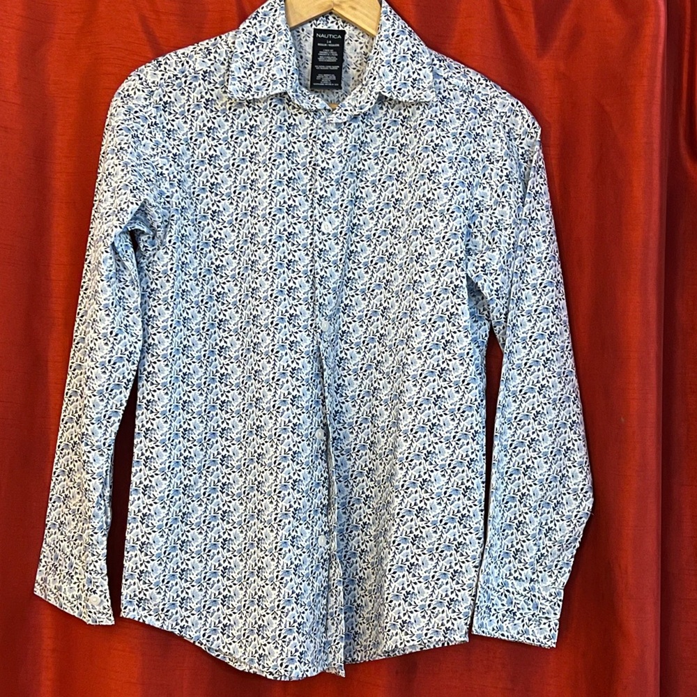Nautica Boy's Floral Button-Up Shirt - Size 14